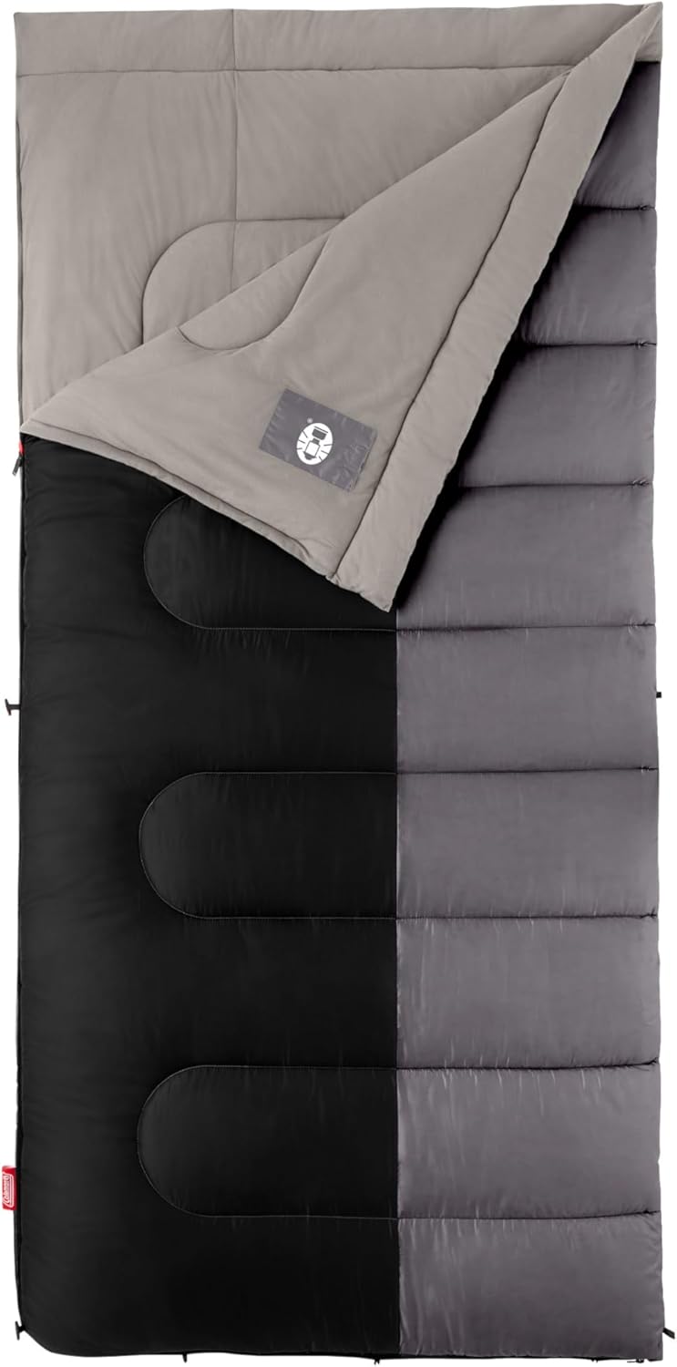 Coleman Biscayne Big & Tall 40°F Sleeping Bag, Fits Adults up to 6ft 4in Tall, No-Snag Zipper with Stuff Sack Included, Machine Washable